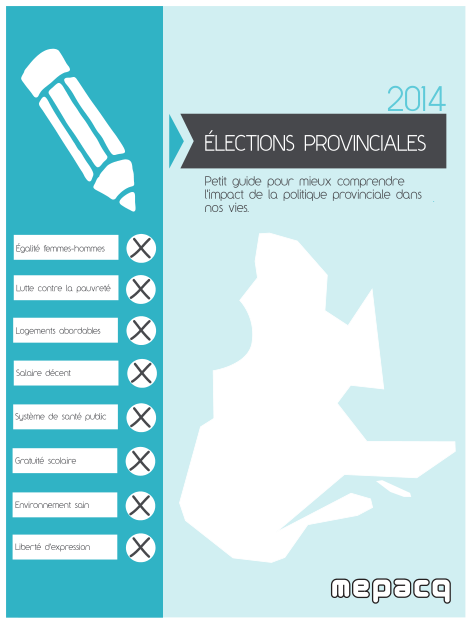 Petit Guide Sur Les élections Provinciales éditions De 2003 à 2018 - MEPACQ